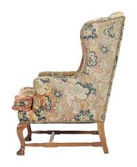 A Queen Anne-Style Mahogany and Upholstered Wingback Chair