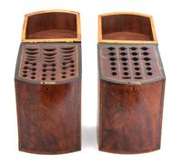 A Pair of Regency Inlaid Burl Walnut Knife Boxes Height 15 1/8 inches. — 19TH CENTURY