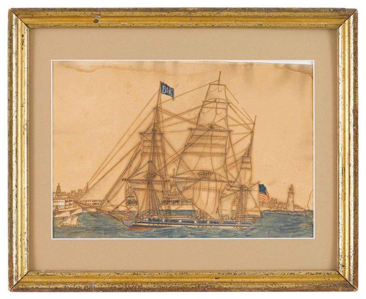 American School 19th century an american flag-bearing ship