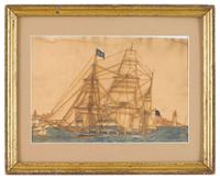 American School 19th century an american flag-bearing ship