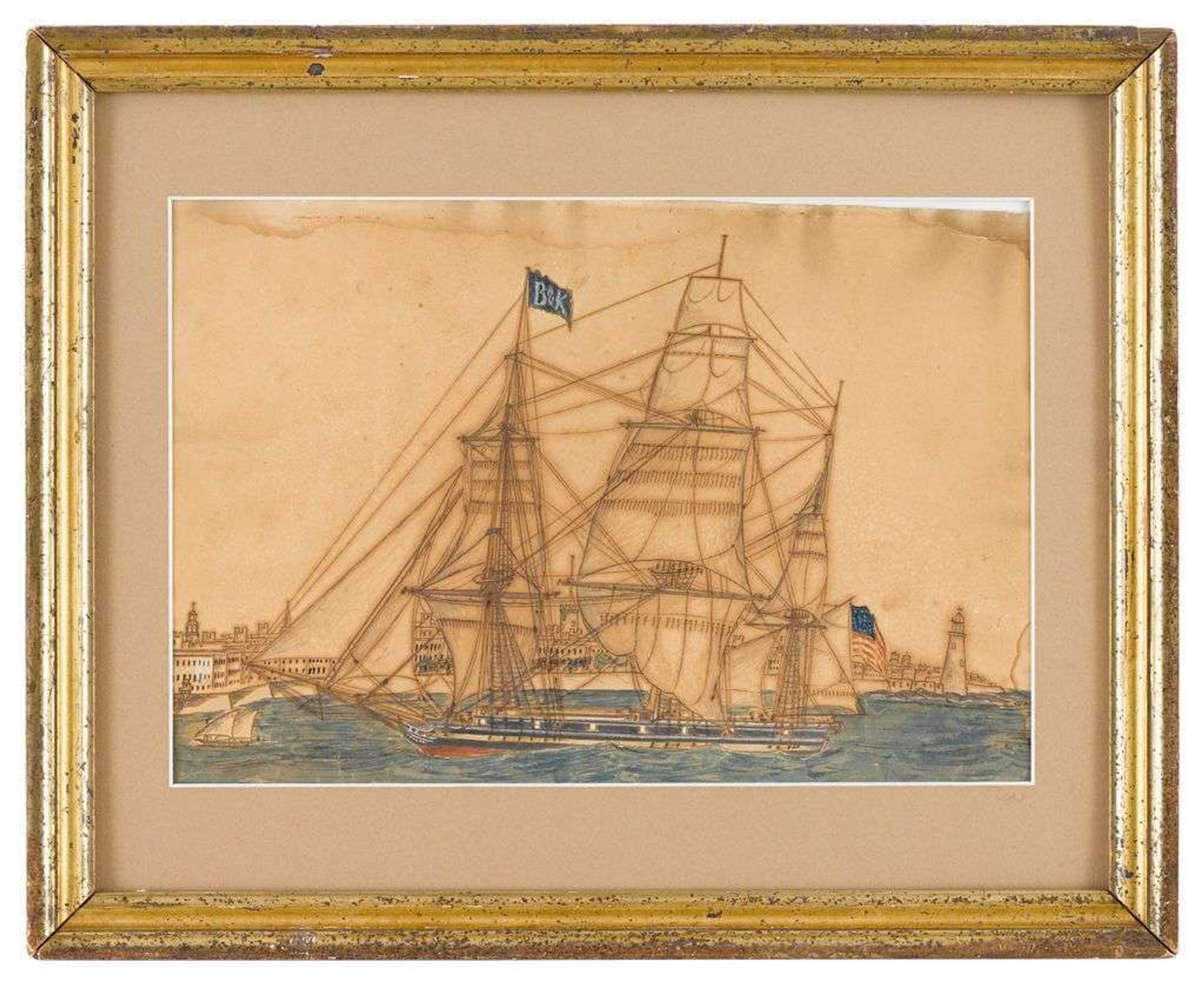 American School 19th century an american flag-bearing ship