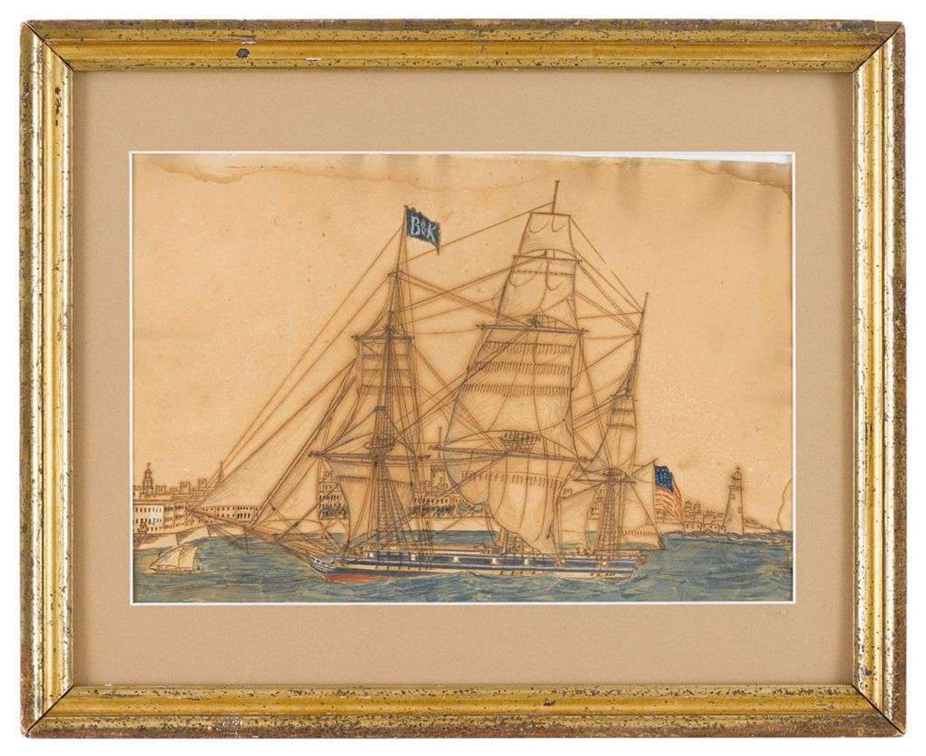 American School 19th century an american flag-bearing ship