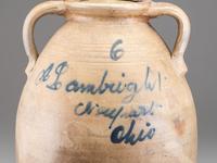 A Cobalt Script Decorated Six-Gallon Stoneware Jar