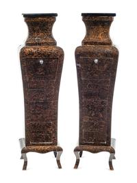 A Pair of Regency Style Mechanical Lift-Top Tall Chests