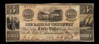 Obsolete $3 Bank Note: The Bank of Chippeway — SAULT DE ST. MARYS, MICHIGAN, 1849
