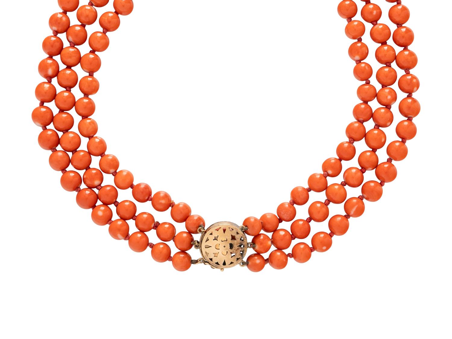 CORAL BEADED NECKLACE