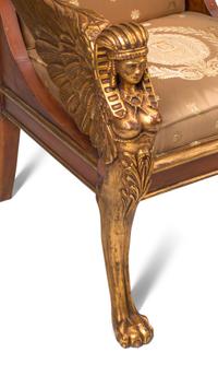 A Set of Four Italian Neoclassical Style Parcel Gilt Armchairs
