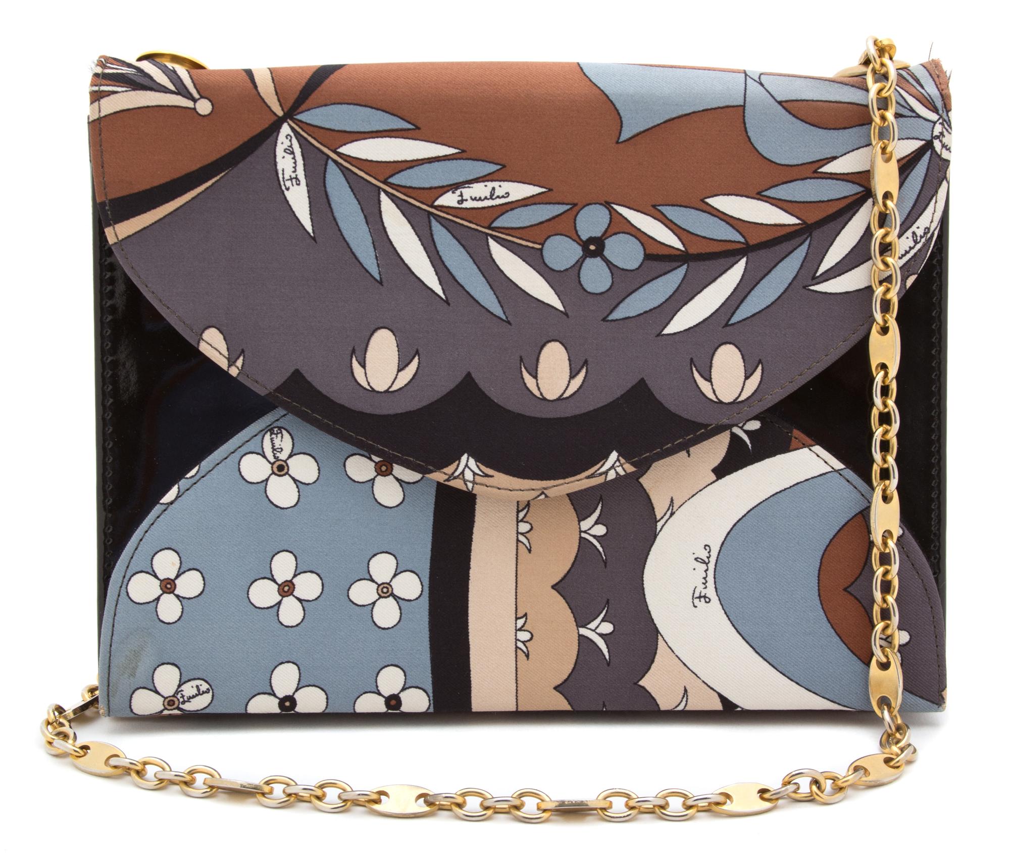 A Pucci Multicolor Silk Print Flap Handbag, 8.25" x 6.25" x 1".