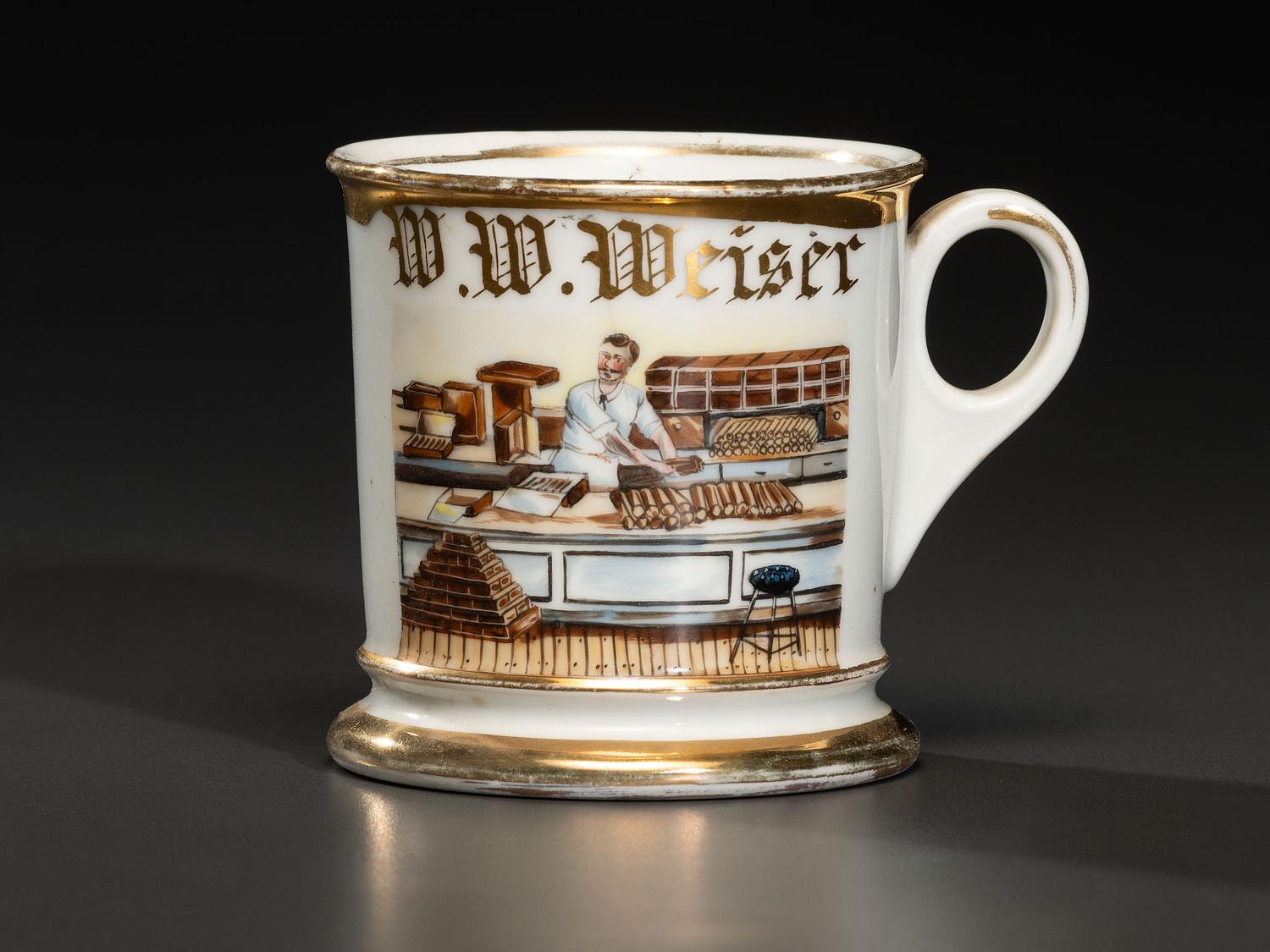 A Cigar Roller's Porcelain Occupational Shaving Mug