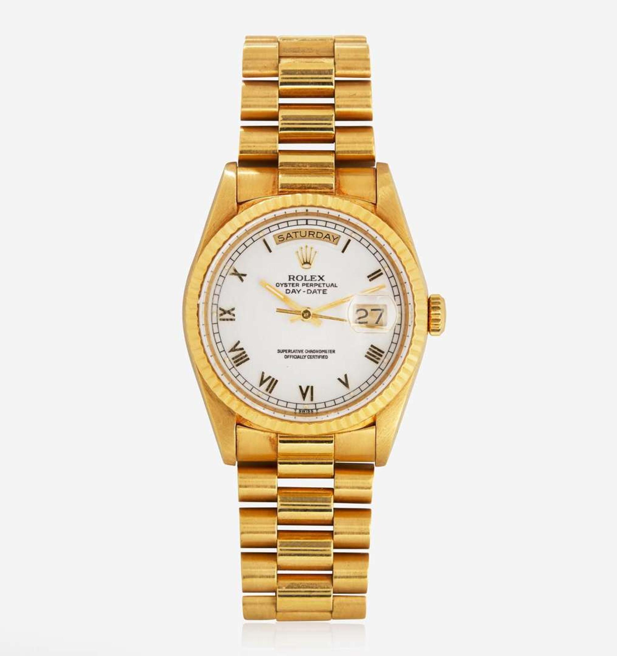 A Men's 18K Yellow Gold Rolex Oyster Perpetual Day-Date 18238 C.1990