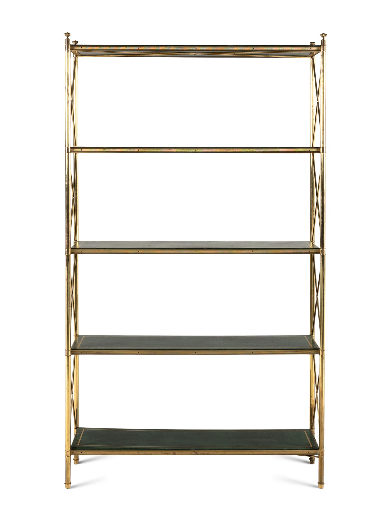 A Brass and Leather "Porter" Étagère
