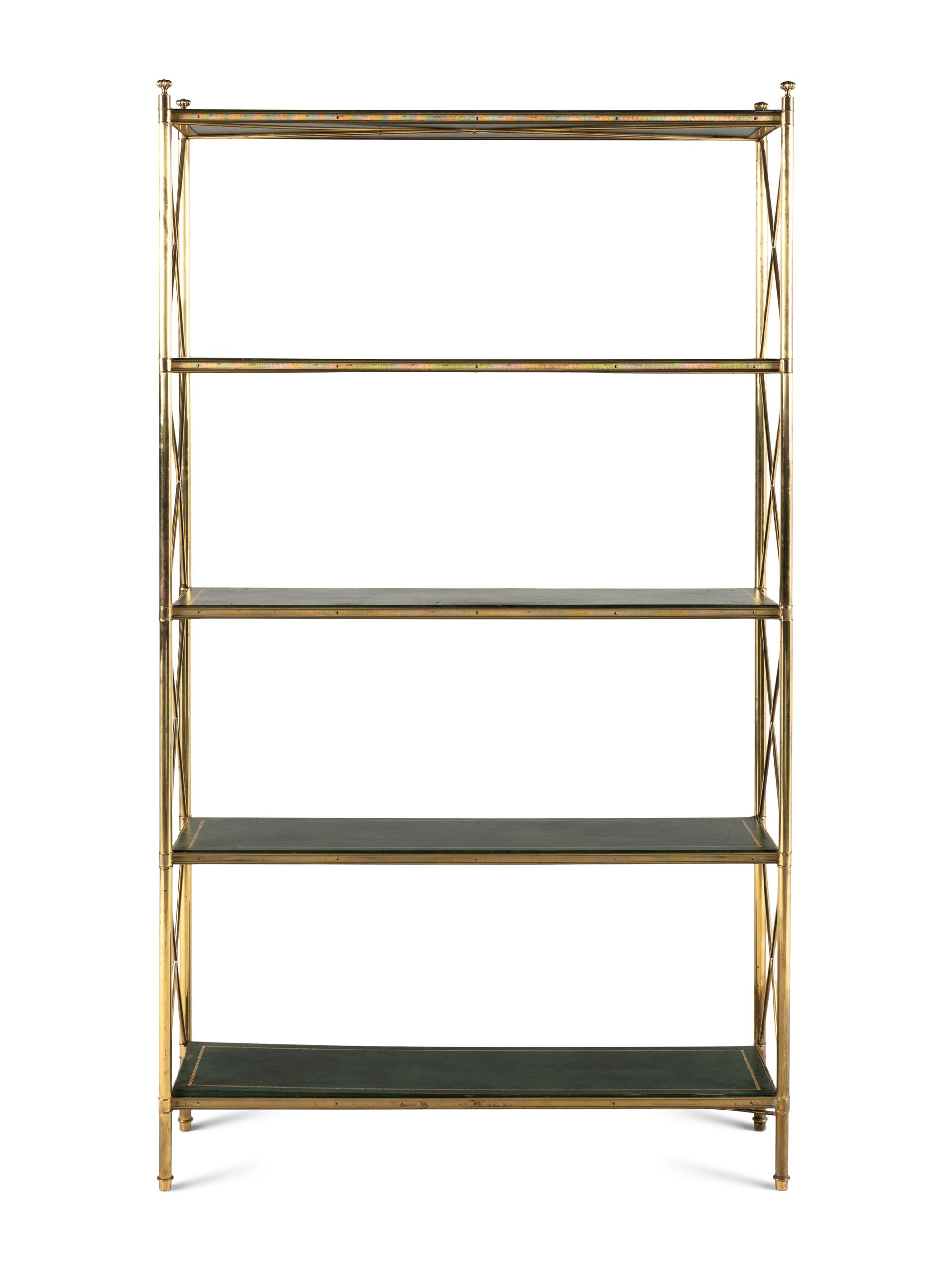 A Brass and Leather "Porter" Étagère