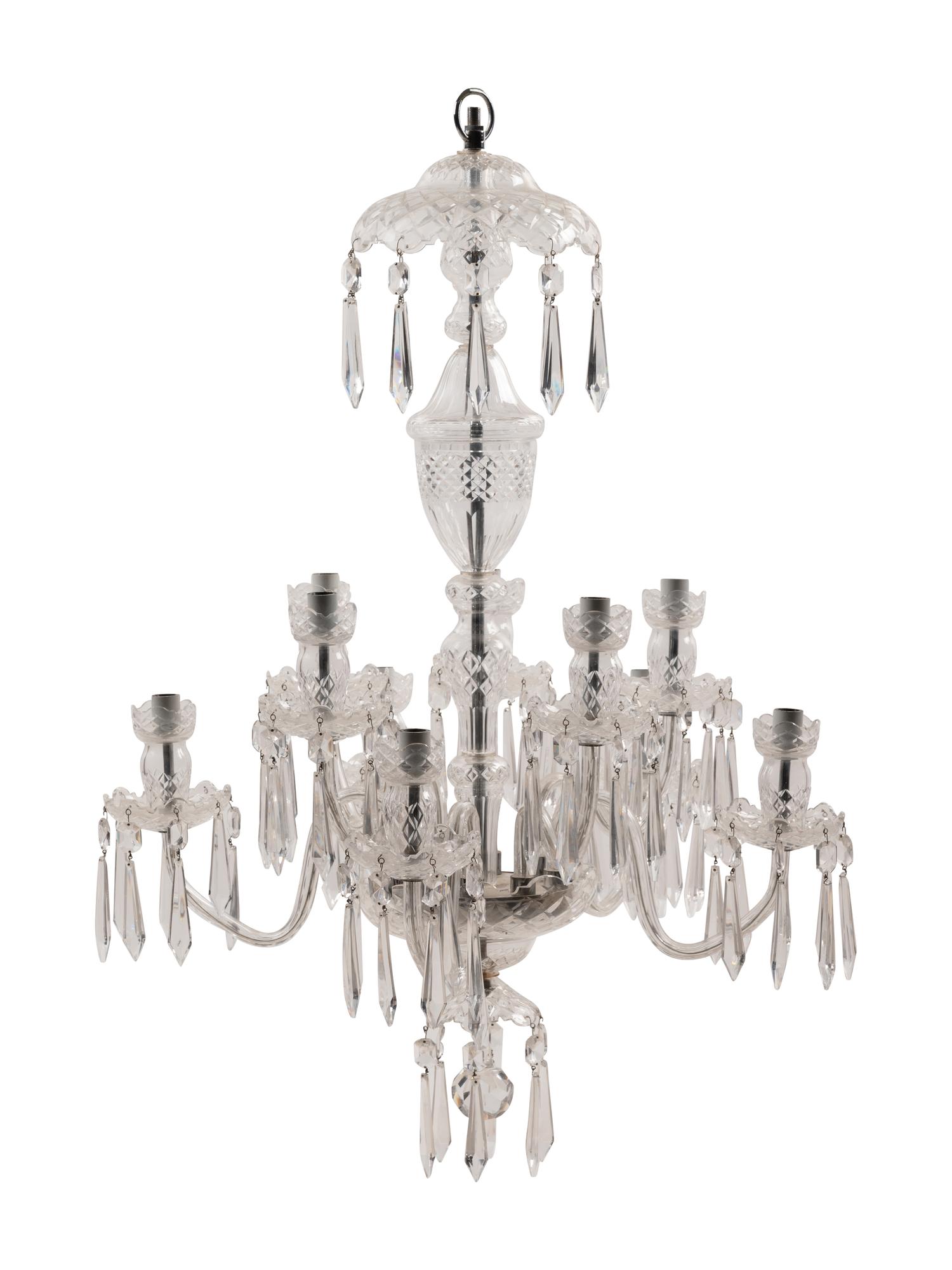 A Waterford Cut Glass Ten-Light Chandelier