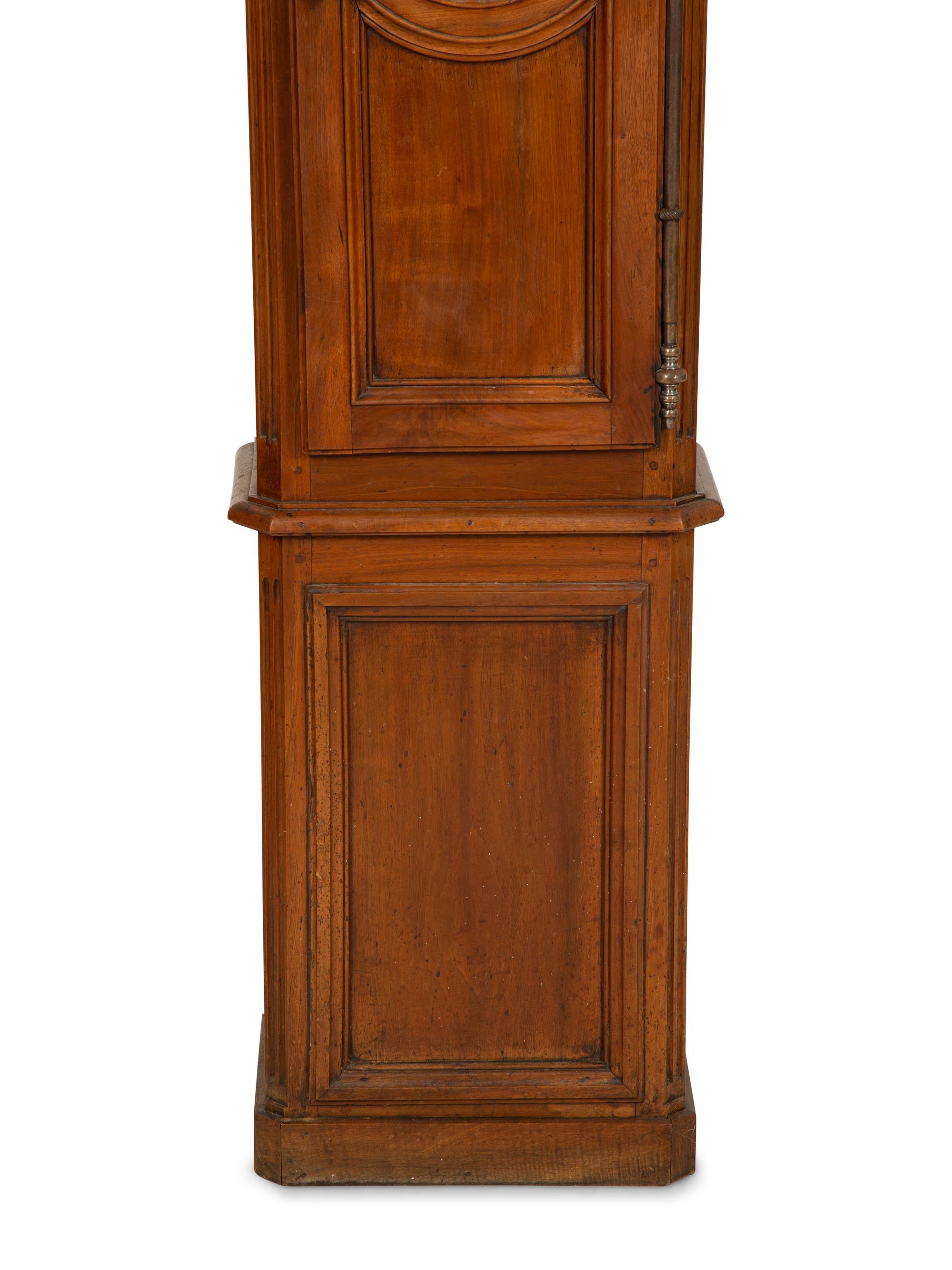 A French Provincial Walnut Longcase Clock