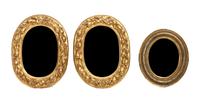 A Pair of Carved Gilt Wood Mirrors Height 17 x width 13 1/2 inches