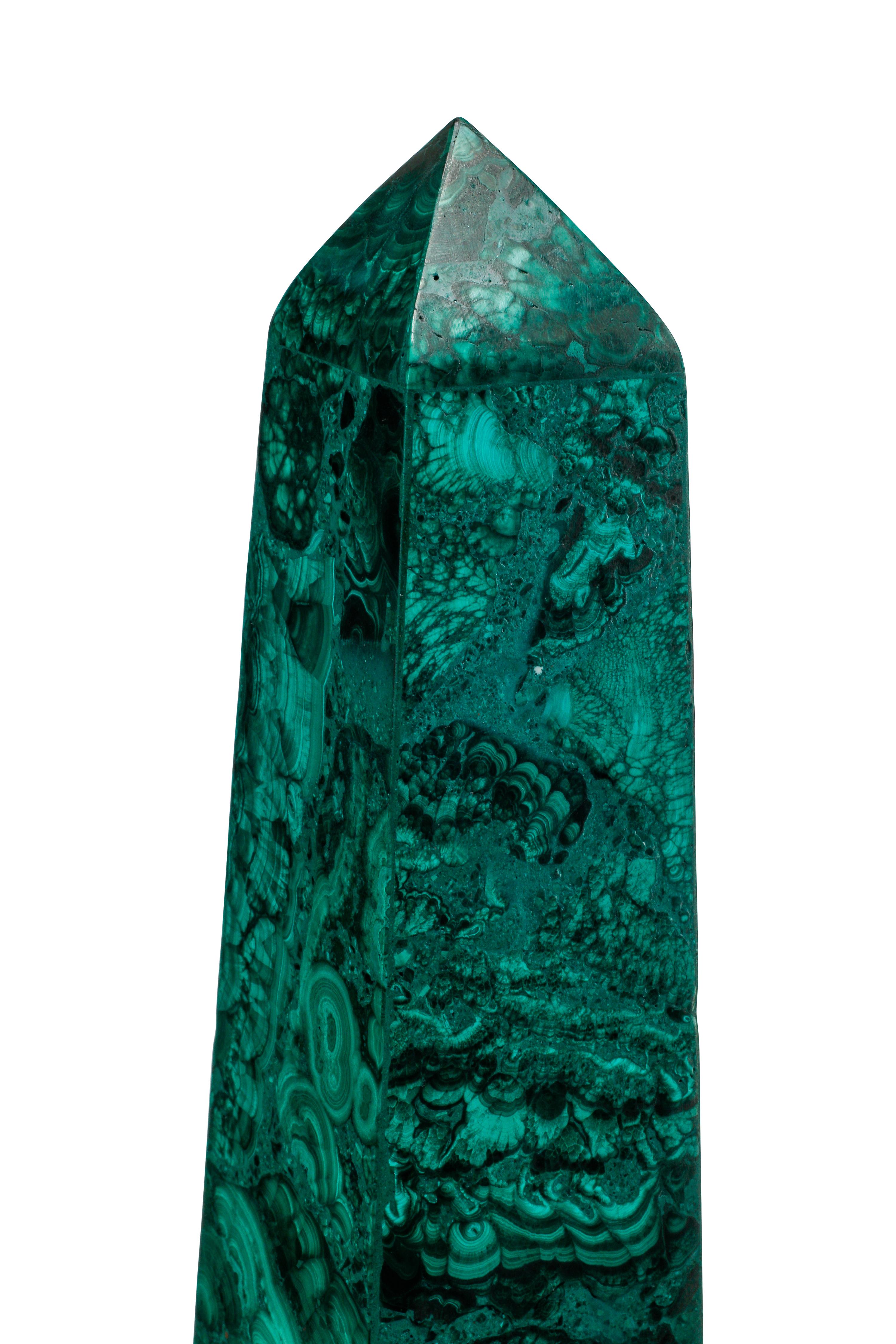 A Pair of Large Malachite Obelisks