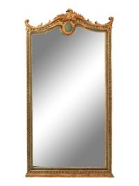 A Large Italian Neoclassical Style Painted and Parcel Gilt Mirror