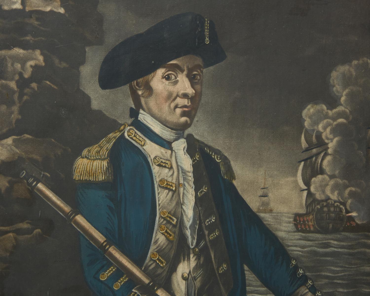 A Hand-Colored Mezzotint Portrait of Captain John Paul Jones