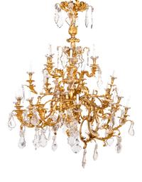 A Louis XV Style Gilt Bronze and Cut Glass Chandelier