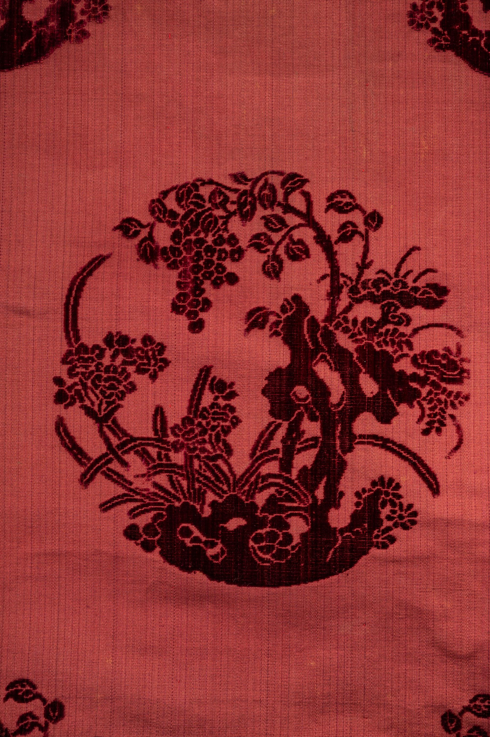 A Crimson Ground Cut Velvet Silk Lady's Informal Robe