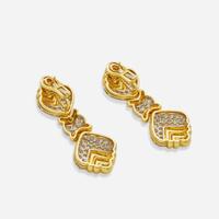 18K Yellow and White Gold Diamond Drop Earrings