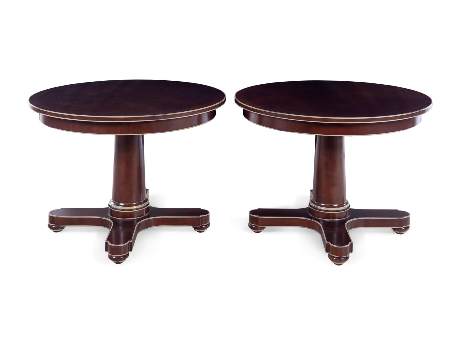 A Pair of Custom Game Tables or Dining Tables with Painted Edges