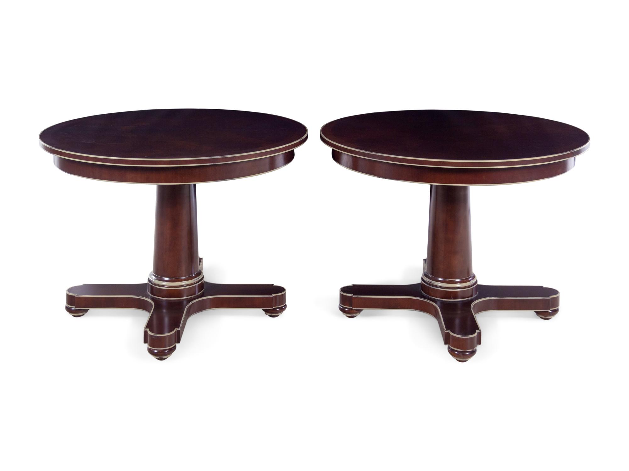 A Pair of Custom Game Tables or Dining Tables with Painted Edges