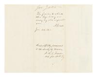 LINCOLN, Abraham (1809-1865). Autograph endorsement, signed ("A. Lincoln"), to Secretary of War, Edwin M. Stanton, Washington, D.C., 22 January 1863.