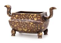 A Chinese Gilt Splashed Bronze Censer Height 5 inches. — 20TH CENTURY