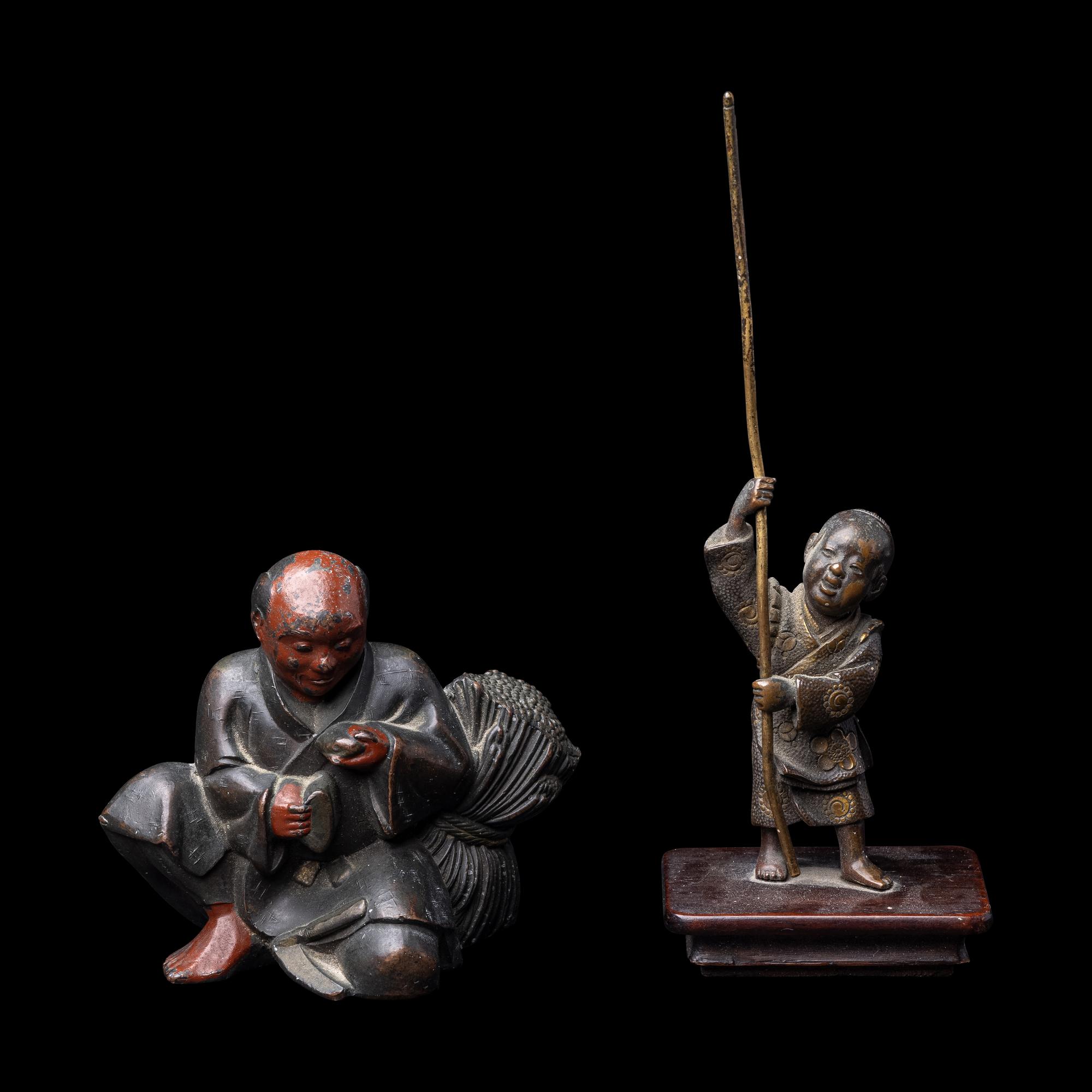 Two Small Japanese Bronze Figures
