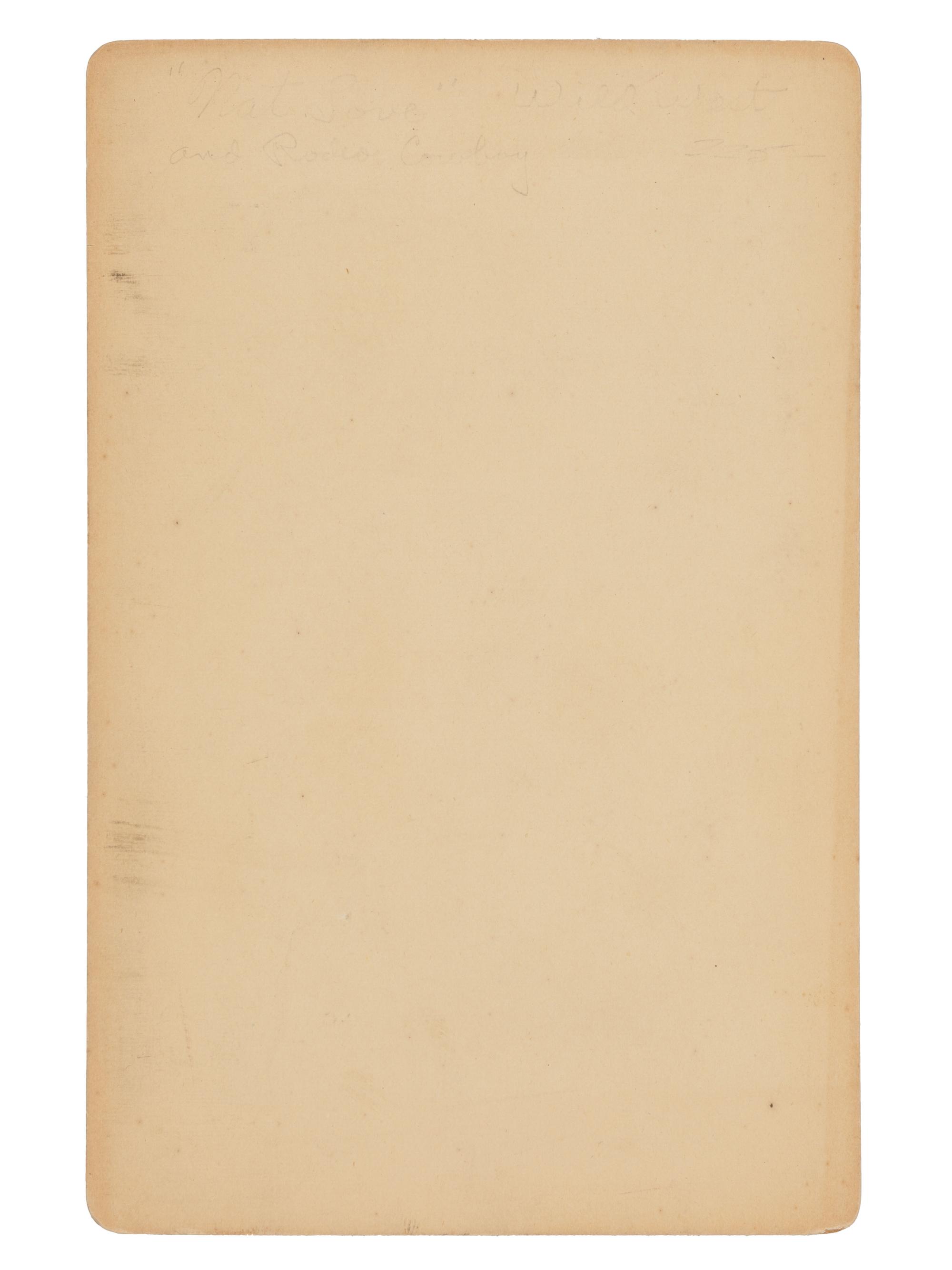 [WESTERN AMERICANA]. Cabinet Card of an African American Cowboy. Tucson, Arizona Territory: Buehman.