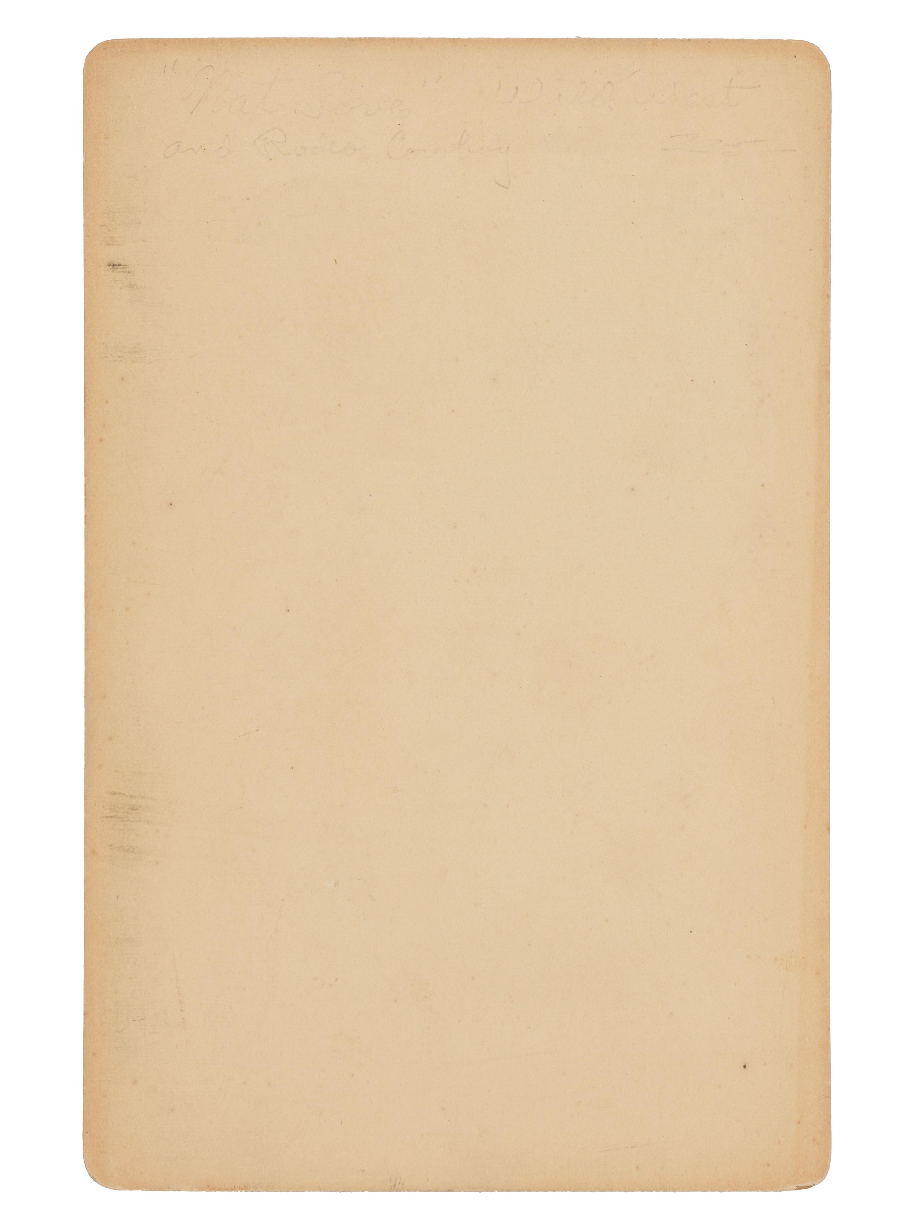 [WESTERN AMERICANA]. Cabinet Card of an African American Cowboy. Tucson, Arizona Territory: Buehman.