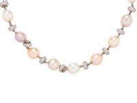 WHITE GOLD, CULTURED PEARL AND DIAMOND NECKLACE