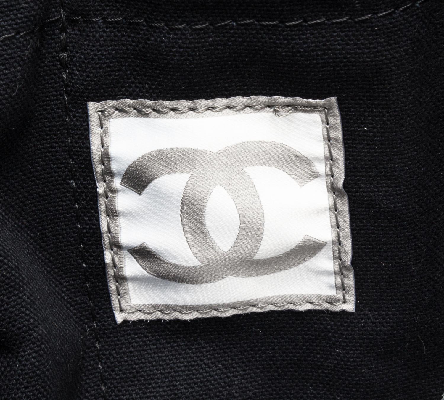 A Chanel Black Terry Cloth Drawstring Pool Bag, 18" x 18".