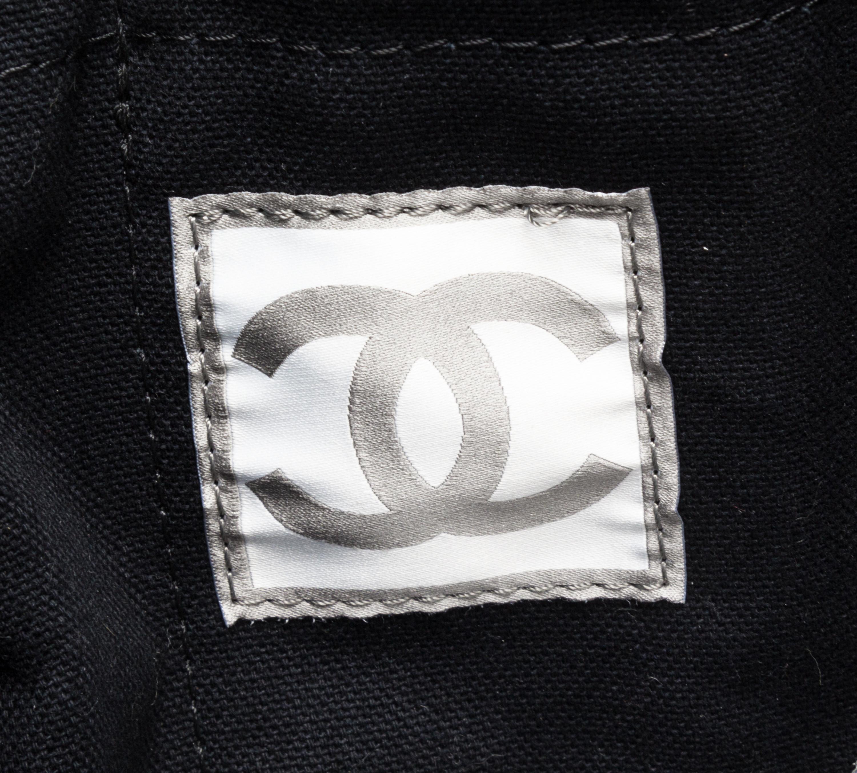A Chanel Black Terry Cloth Drawstring Pool Bag, 18" x 18".
