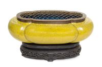 A Cloisonne Enamel Incense Burner Length 11 inches.