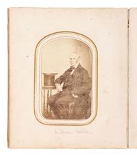 [CIVIL WAR]. CDV album containing images of 2 soldiers, incl. Corodon Mason, USCT, 32nd Infantry.