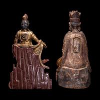 Two Chinese Gilt Wood Figures of Guanyin