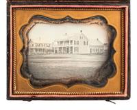 [EARLY PHOTOGRAPHY]. Quarter plate daguerreotype of Lenoxville, PA, possibly showing Howard's hardware store and home.