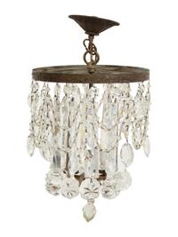 A French Gilt Metal and Cut Glass Three-Light Chandelier