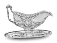 A French Silver Sauce Boat on Fixed Stand