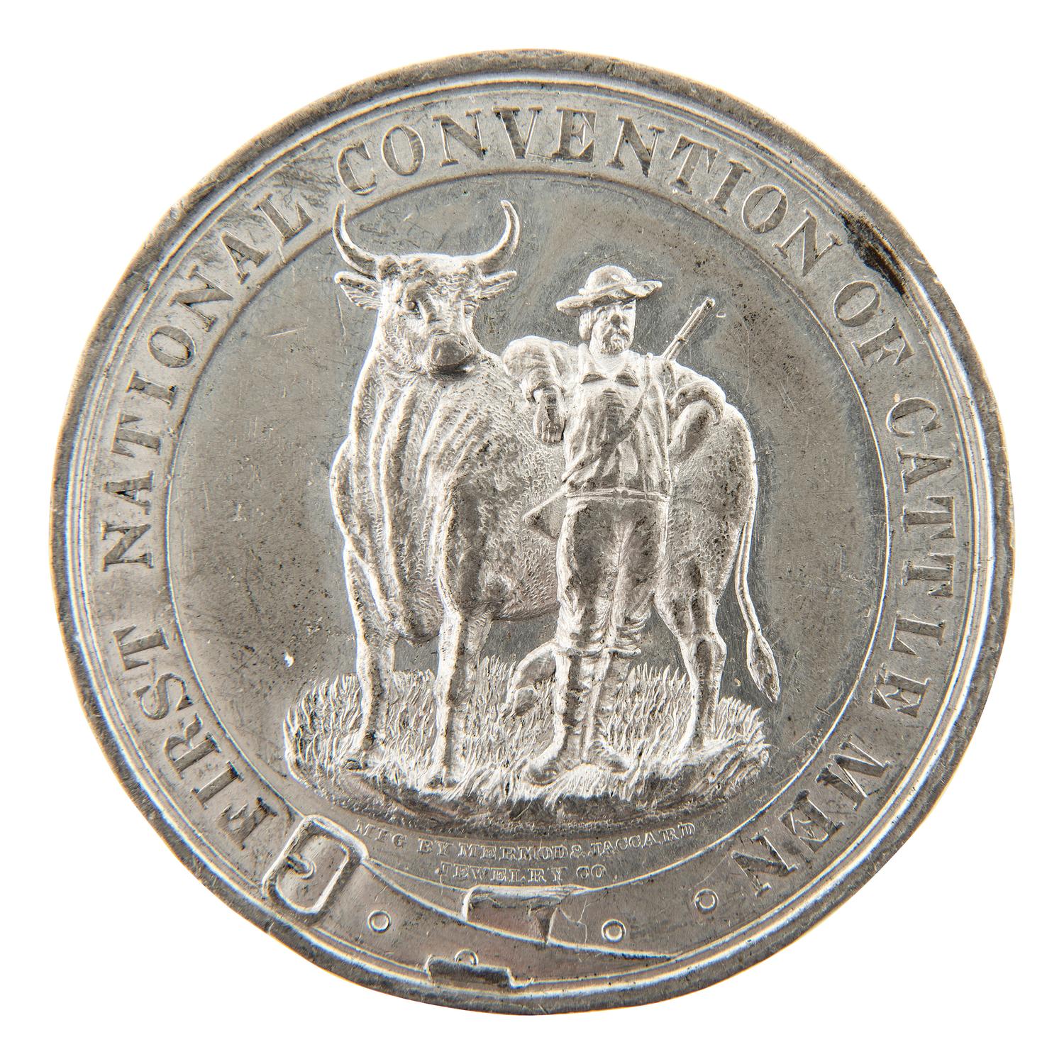 [WESTERN AMERICANA]. Scarce souvenir medal from First National Convention of Cattlemen. St. Louis, MO, 1884.