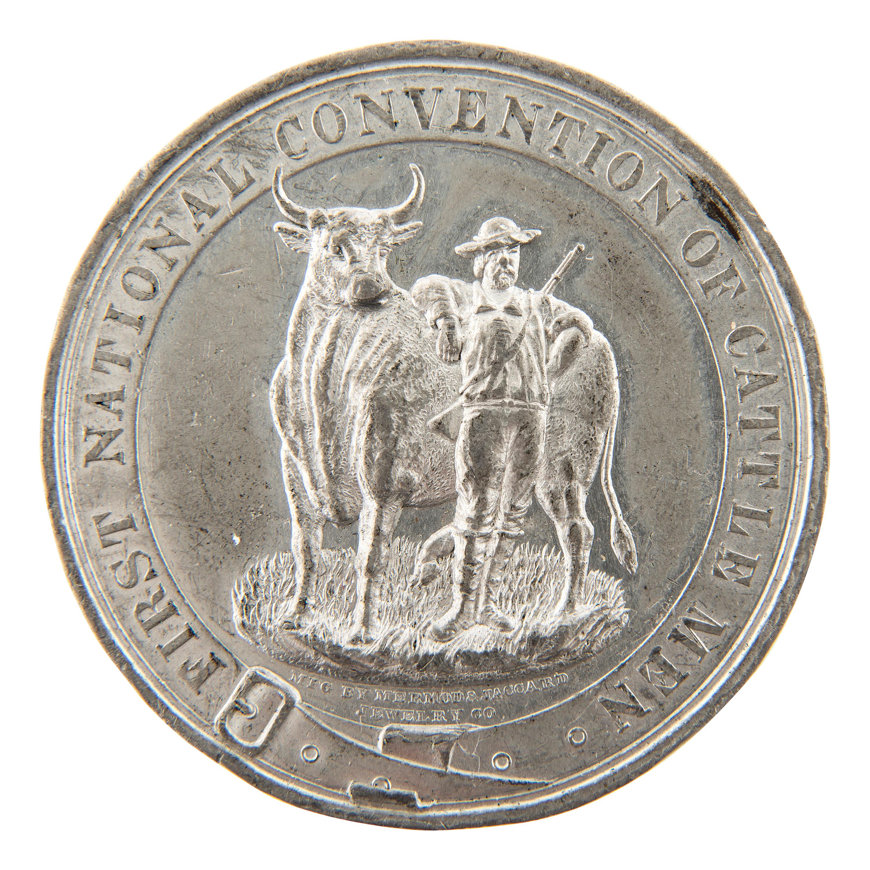 [WESTERN AMERICANA]. Scarce souvenir medal from First National Convention of Cattlemen. St. Louis, MO, 1884.