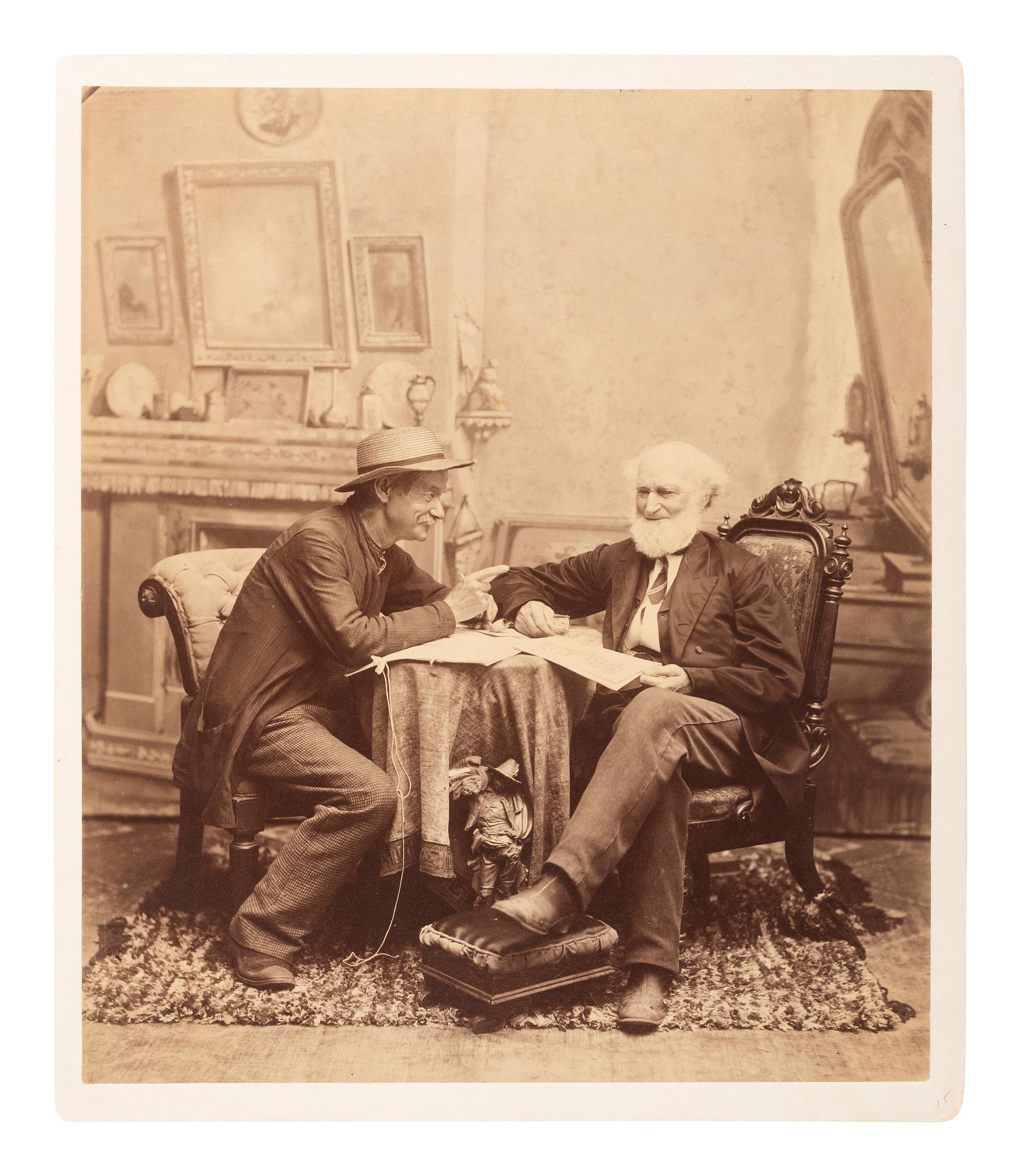 New Orleans WILSON, Edward Livingston (1838-1903), photographer. Mammoth plate photograph of a lively discussion between two men. Philadelphia: Centennial Photographic Co., 1884-1885.