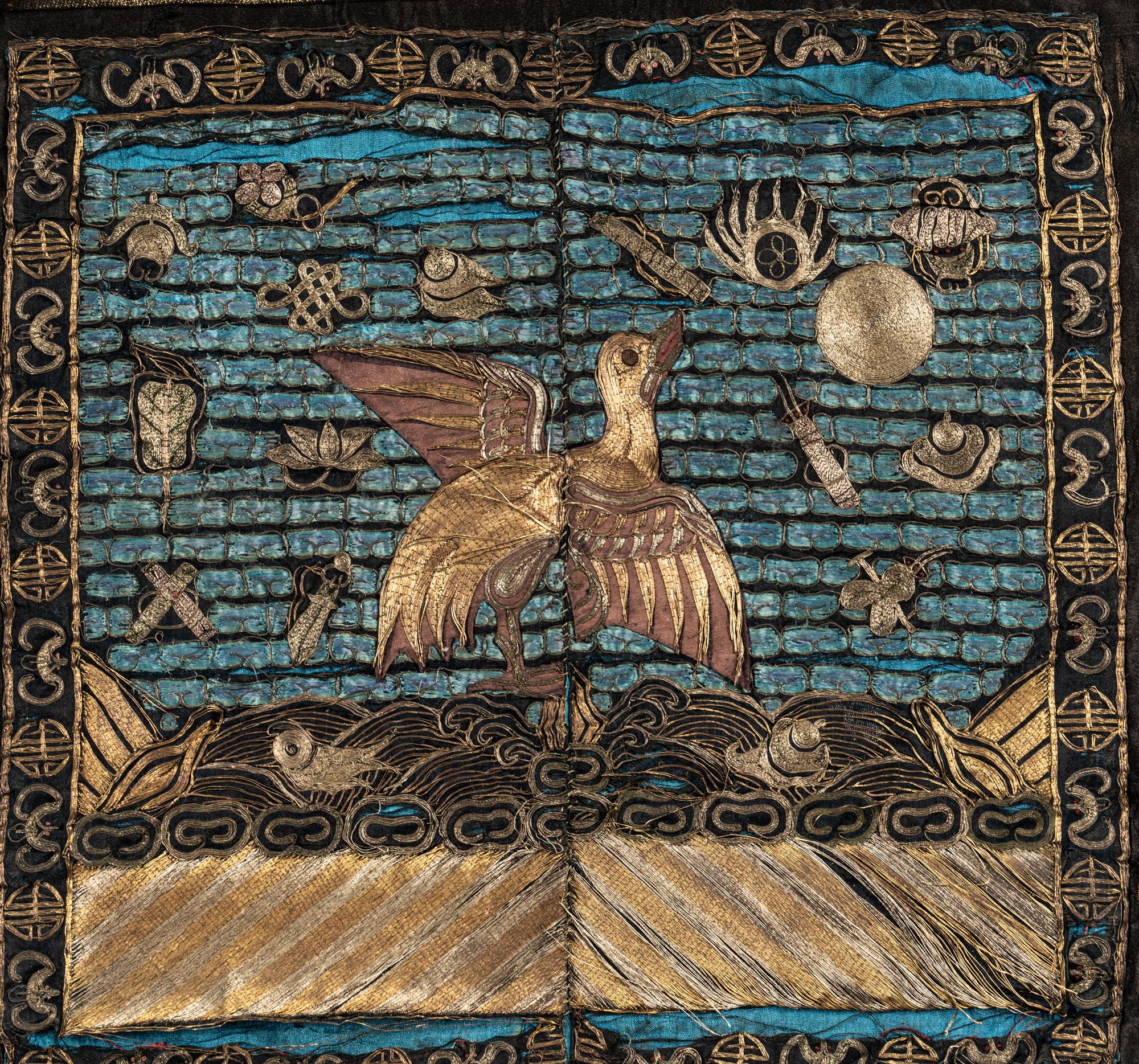 12 Chinese Embroidered and Woven Textile Panels