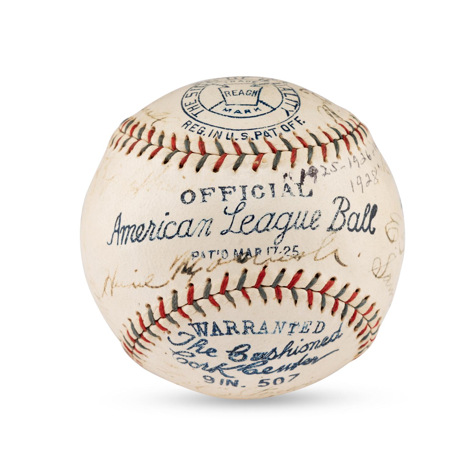A 1927 Detroit Tigers Team Signed Autograph Baseball Featuring Hall of Famers Harry Heilmann, Heinie Manush and Charlie Gehringer (PSA Letter of Authenticity),