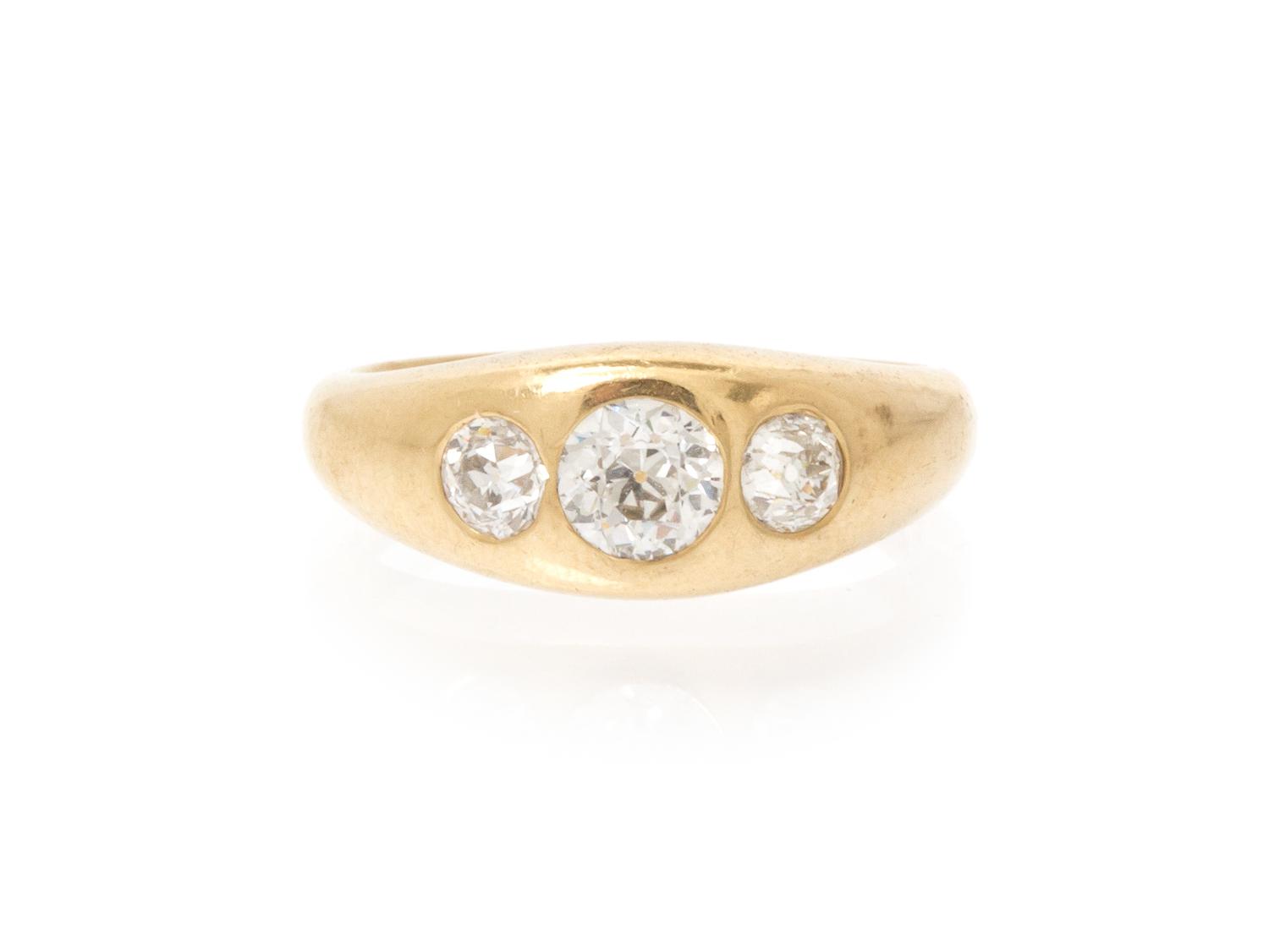 A 14 Karat Yellow Gold and Diamond Ring, 3.60 dwts.