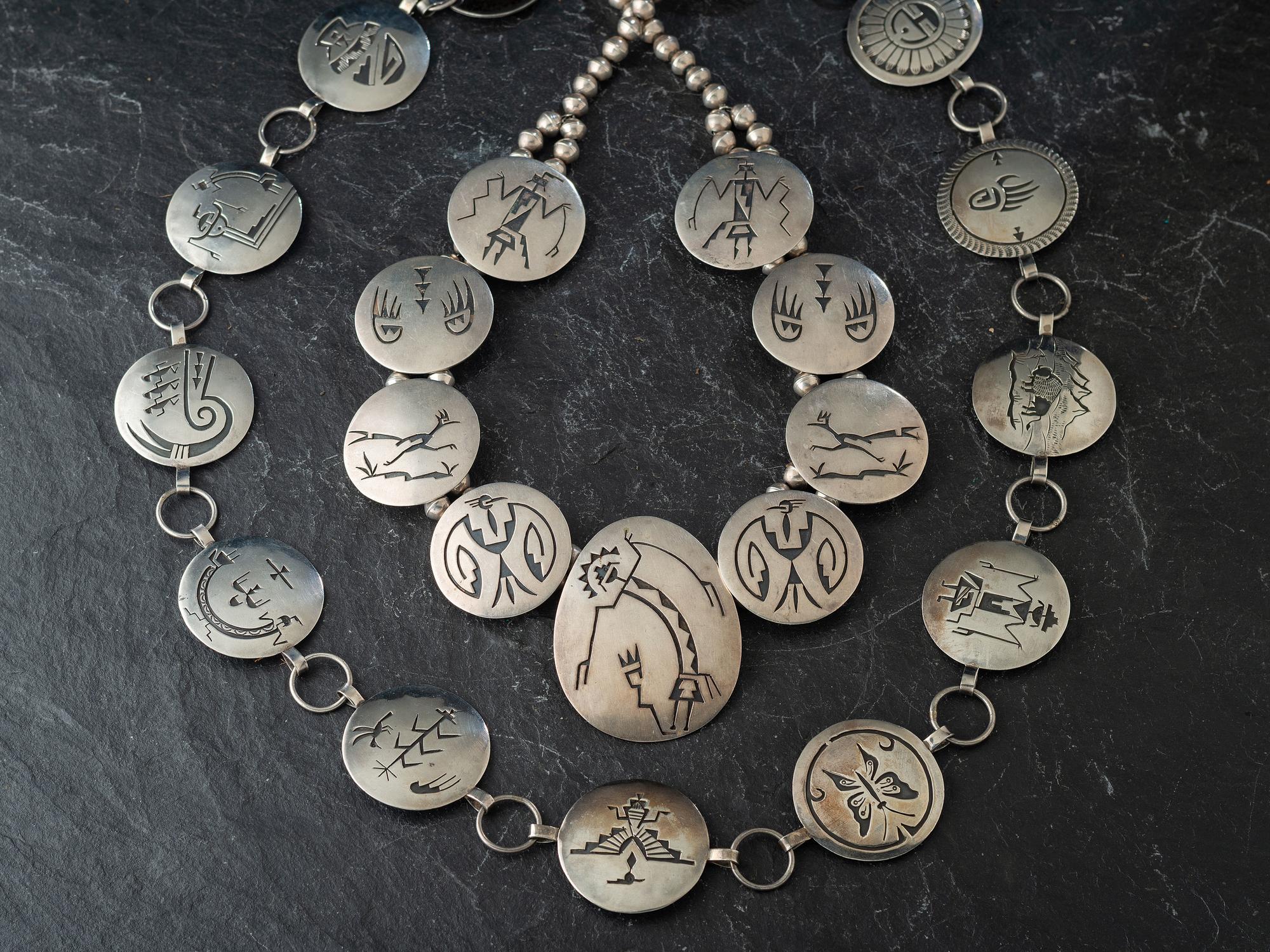 Silver Overlay Necklace and Link Concha Belt