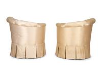 A Pair of Silk-Upholstered Asymmetrical Chairs — 20th Century