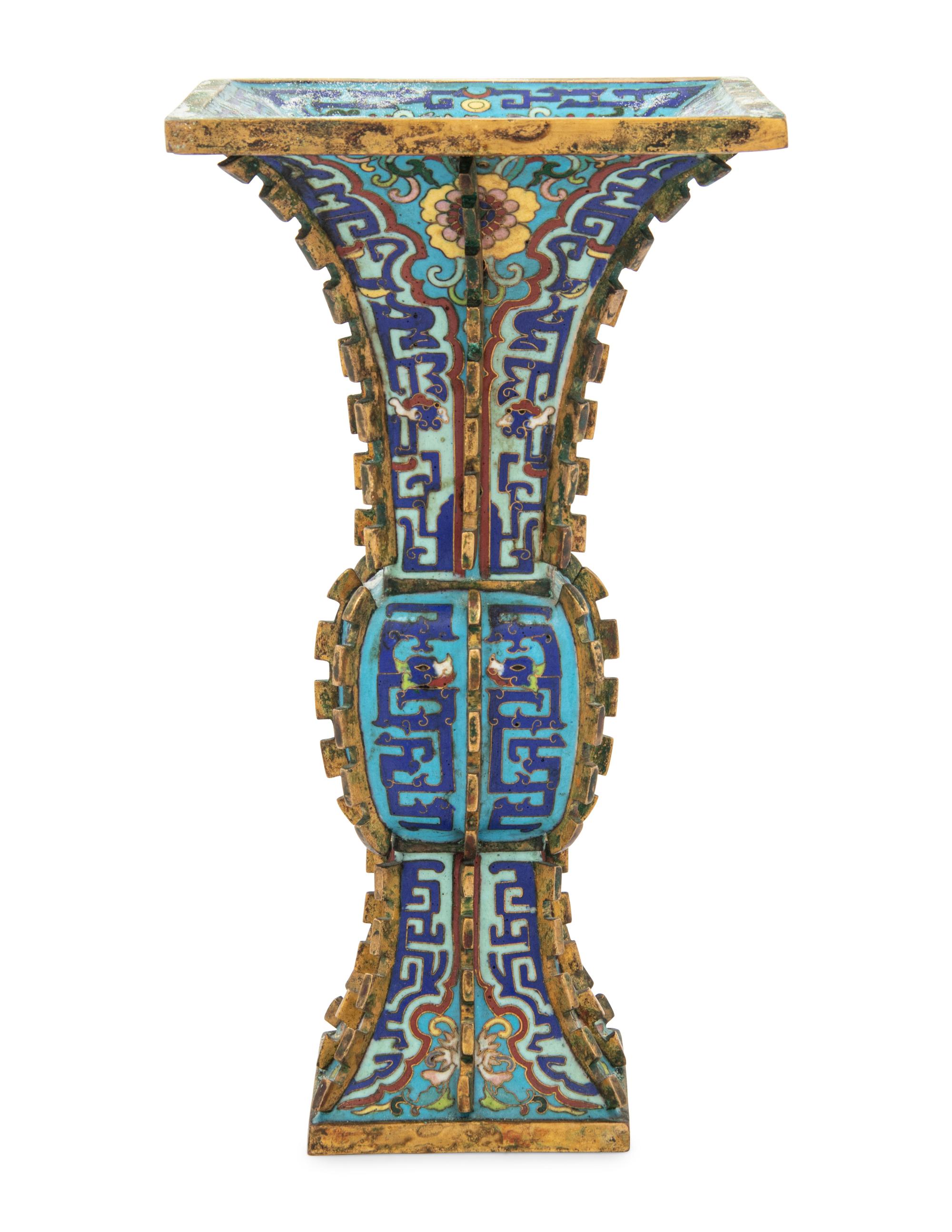 A Chinese Cloisonné Enamel Gu- Form Vase